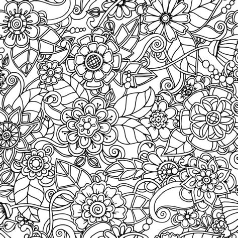 Seamless Floral Doodle Black And White Background Pattern In Vector