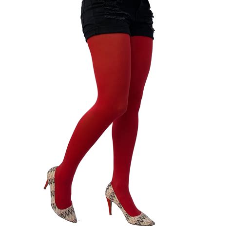 Womens Red Tights Soft And Durable Opaque Red Pantyhose Etsy Sweden