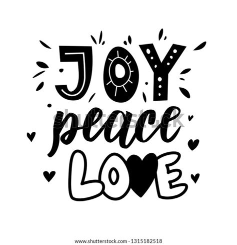 Joy Peace Love Hand Lettering Quote Stock Vector Royalty Free
