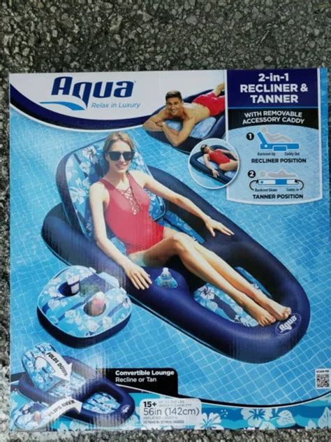 Aqua 2 In 1 Recliner And Tanner Inflatable Pool Lounger Float W