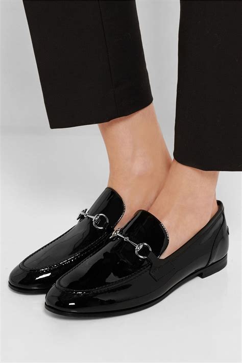 Black New Power Horsebit Detailed Patent Leather Loafers Gucci