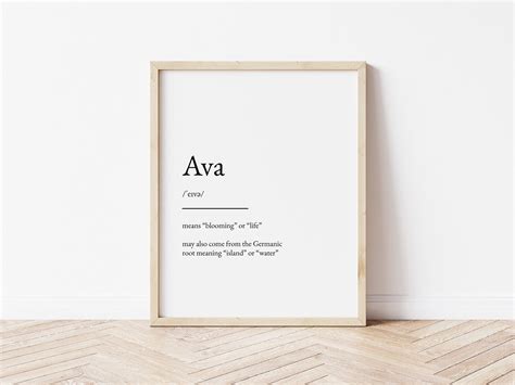 Ava Name Meaning Print Name Print Wall Art Minimalist Print