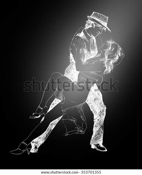 Illustration Sketch Drawing Couple Dancing Love Romance Sensual Man And