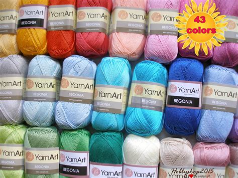 100 Mercerized Cotton Yarn Crochet Yarn Yarnart Begonia Etsy