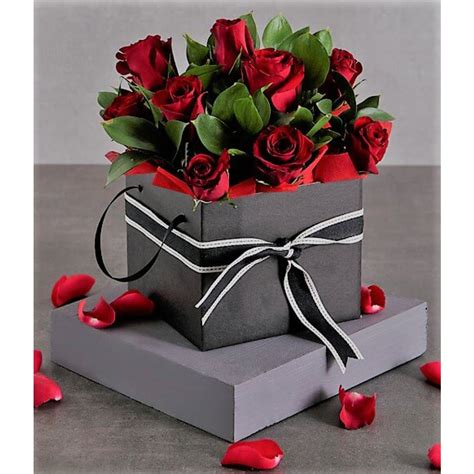 Buy Red Rose Box Arrangement Online Blooms Only