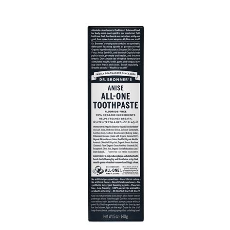 Dr Bronner S Toothpaste All One Anise 140g From Naturals