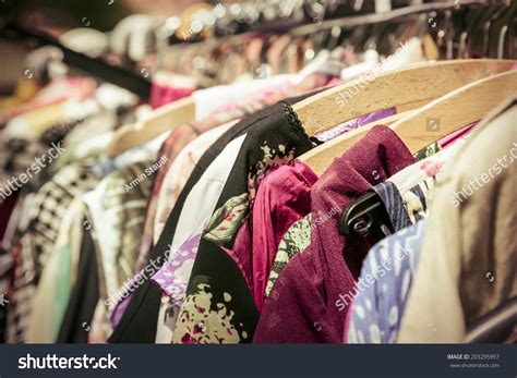 Clothes On A Rack On A Flea Market Stock Photo 203295997 Shutterstock