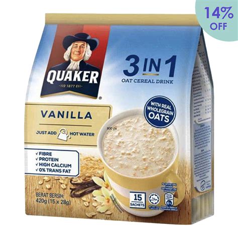 Quaker 3in1 Oat Cereal Drink 420g 15s X 28g Vanilla 8excite