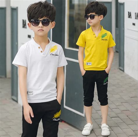 2018 Childrens Boys Summer Clothes Set 2 Pieces Suits Fashion Rainbow