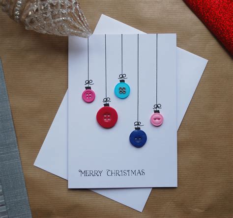 Merry Christmas Button Bauble Greeting Card