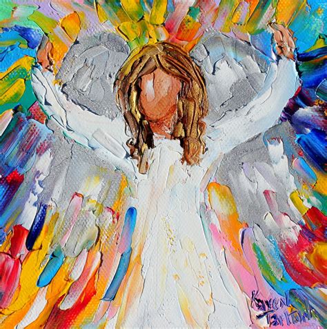 Angel Painting Angel Art Original Oil 6x6 Palette Knife Impressionism