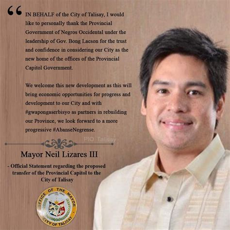 Official Statement Of Mayor Neil Lizares Iii Regarding The Proposed