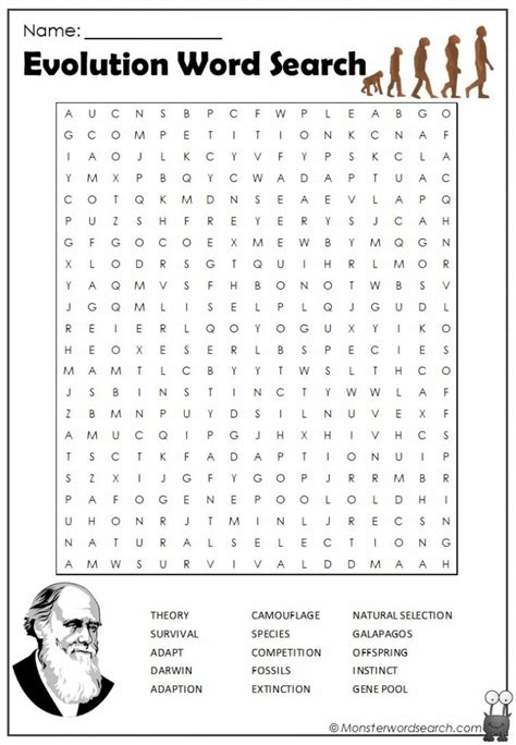 Evolution Word Search Monster Word Search