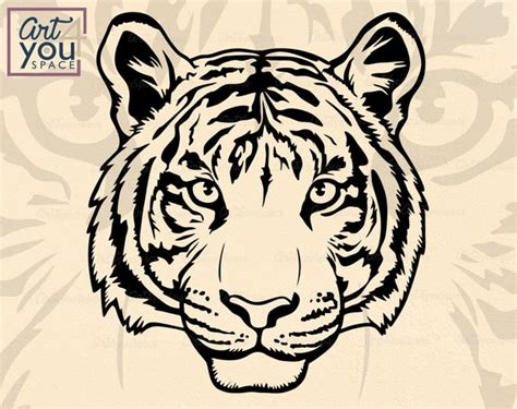 Tiger Face Svg Head Cutting Files Clip Art Cricut Silhouette Etsy My