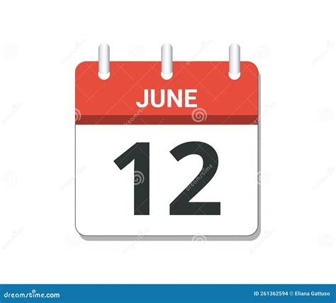 June 12th Calendar Icon Vector Concept Of Schedule Business And Tasks