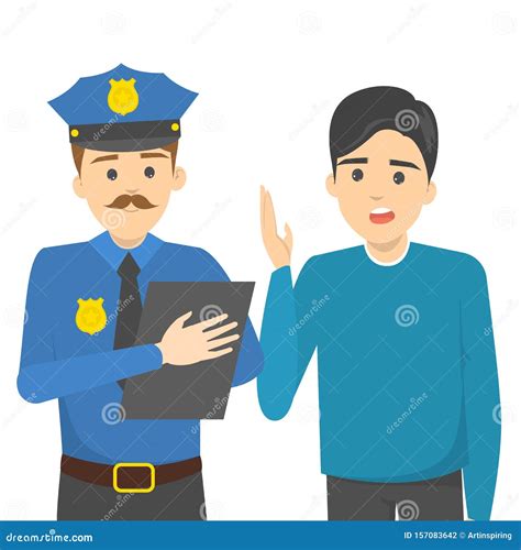 Man Talking To A Police Officer Male Character Stock Vector