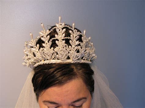 Pearl Tiara Wedding Crown Headpiece Pearls By Greenleafvintage1