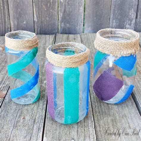 Erin Reed Makes Sand Painted Glass Jars Using Mod Podge Ultra Spray