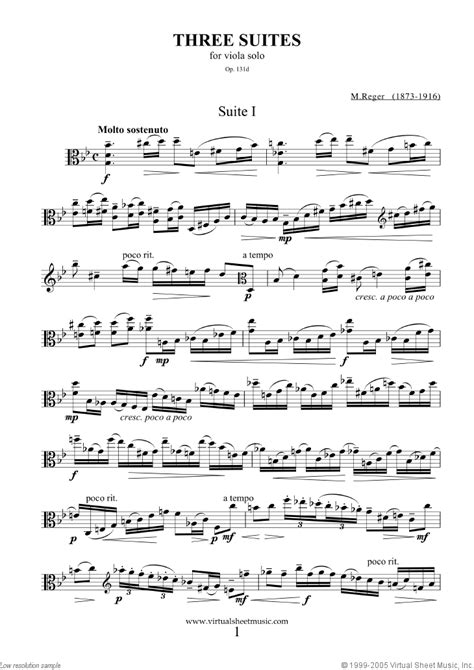 Reger Three Suites Op131d Sheet Music For Viola Solo Pdf