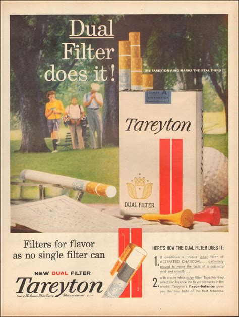 1960 Tareyton Cigarette Magazine Ad On The Golf Course Old