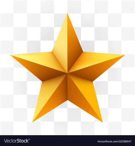 Golden Star Isolated On White Transparent Vector Image