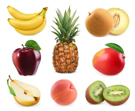 Premium Vector Sweet Fruits Banana Pineapple Apple Melon Mango