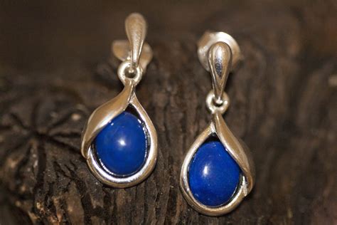 Lapis Lazuli Earrings Fitted In A Sterling Silver Setting Designer