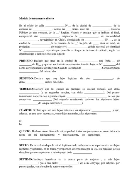 Modelo De Testamento Wood Scribd Braxin