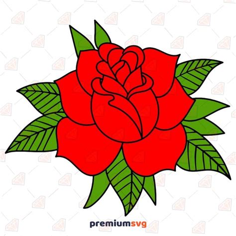 Red Rose Svg Rose Clipart Vector Instant Download Premiumsvg