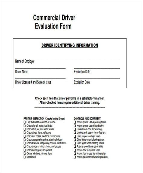 Free 9 Sample Driver Evaluation Forms In Pdf Ms Word