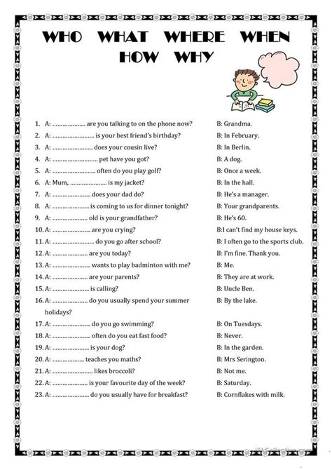 Why What Where Who When Worksheet Free Esl Printable Worksheets Made