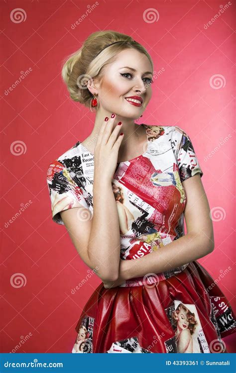 Pinup Fashion Woman Smiling In Dress Stock Image Image Of Freshness Attractive 43393361