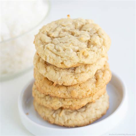 Easy Coconut Cookies Soft And Chewy Kitchen Fun With My Sons