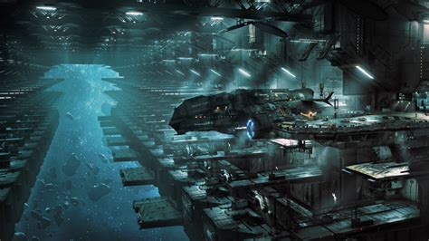 Spaceship Docking Station Space Art Fantasy Landscape Sci Fi