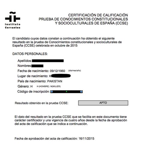 Notas Examen De Nacionalidad Española Ccse Parainmigrantes