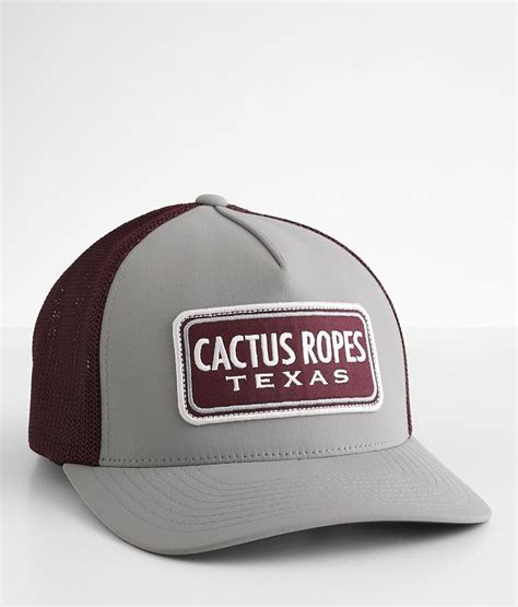 Hooey Cactus Ropes Stretch Trucker Hat Mens Hats In Grey Maroon Buckle