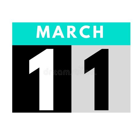 March 11 Flat Daily Calendar Icon Date Day Month Stock