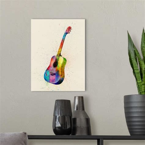 Acoustic Guitar Abstract Watercolor Wall Art Canvas Prints Framed