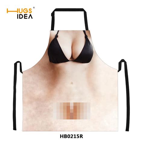 Hugsidea Sexy Naked 3d Print Kitchen Aprons Waterproof Cooking Bbq