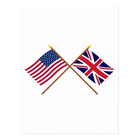 Us And United Kingdom Crossed Flags Postcard Zazzle