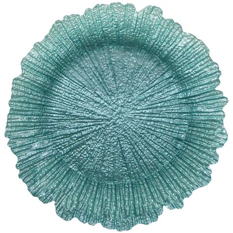 The Jay Companies 13 Round Reef Turquoise Glass Charger Plate