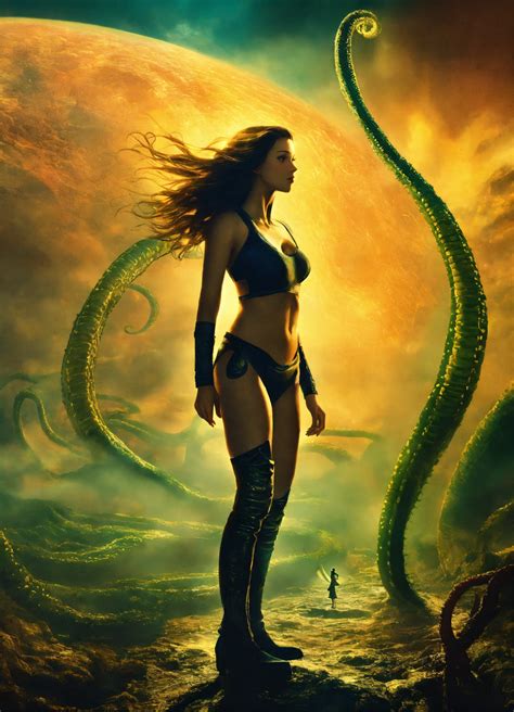 Lexica Alien Tentacle And Woman Novel Cover A Woman Standing In The Midst With Alien