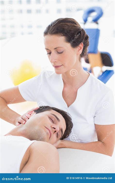 Man Receiving Neck Massage Stock Photo Image Of Checking
