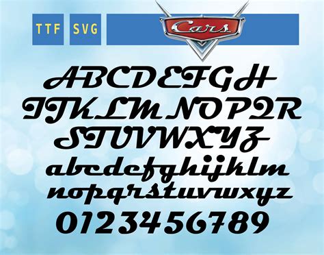 The Cars Font Svg Cricut Clipart File Digital Alphabet Font Etsy