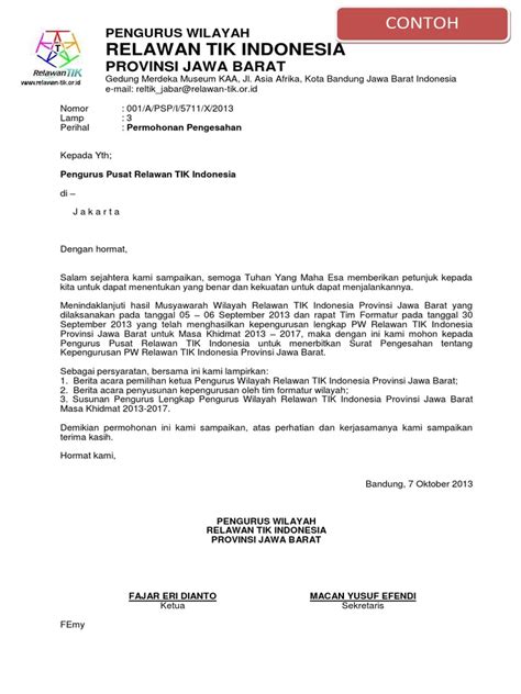 Surat tugas biasanya akan dikeluarkan ketika ada salah satu karyawan dari perusahaan, lembaga pemerintahan atau instansi yang lainnya untuk menugaskan pekerjaan diluar kantor. Contoh Surat Pengesahan Organisasi - Contoh AJa