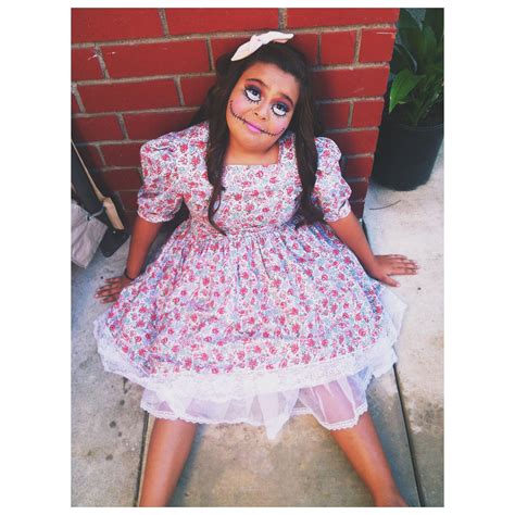 Diy Creepy Doll Costume We Did For My Little Sister Thrifted The Dress