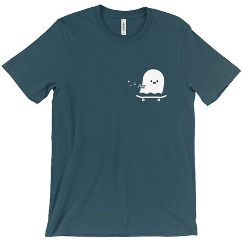 Cute Ghost Skateboarder Shirt Ghost Pocket Shirt Halloween Etsy