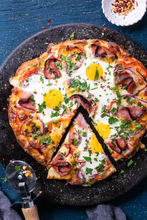 ham egg and cheese breakfast pizza recipe eating richly