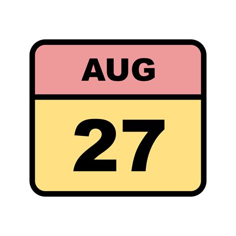August 27th Date On A Single Day Calendar 505669 Vector Art At Vecteezy