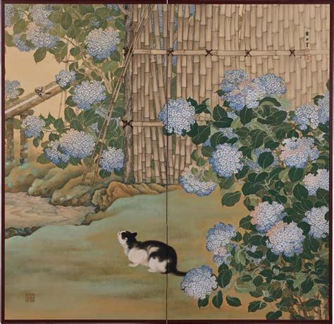 Lovely Nihonga Scene Meijitaisho Period Scroll Japan Artist Reika